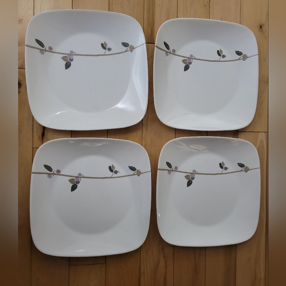 4 Corelle Midnight Garden dinner plates